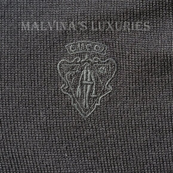 GUCCI MENS SWEATER BLACK WOOL V-NECK w HYSTERIA LOGO CREST sz M MEDIUM - Picture 7 of 10